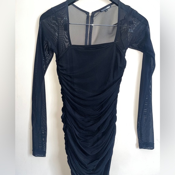 Fashion Nova Black Ruched Slim Fit Dress - Picture 1 of 3